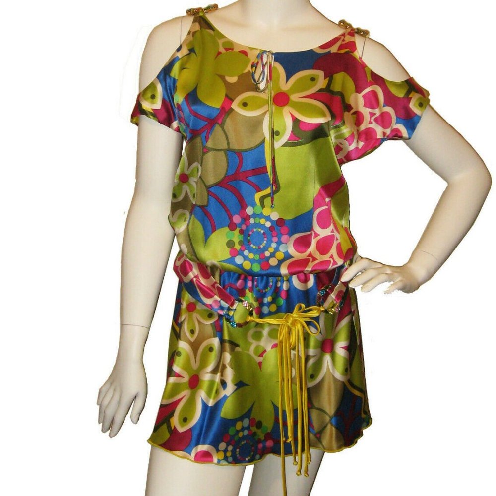 Ginger & Java Multi Color Silk Dress Size S As Se… - image 1